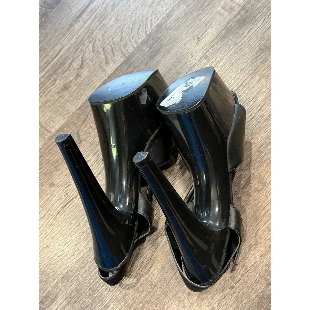 Lovers Lane Black Platform Sandals Stiletto High Heel Ankle Strap Womens 6